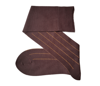 VICCEL / CELCHUK Knee Socks Pindot Stripe Brown / Mustard